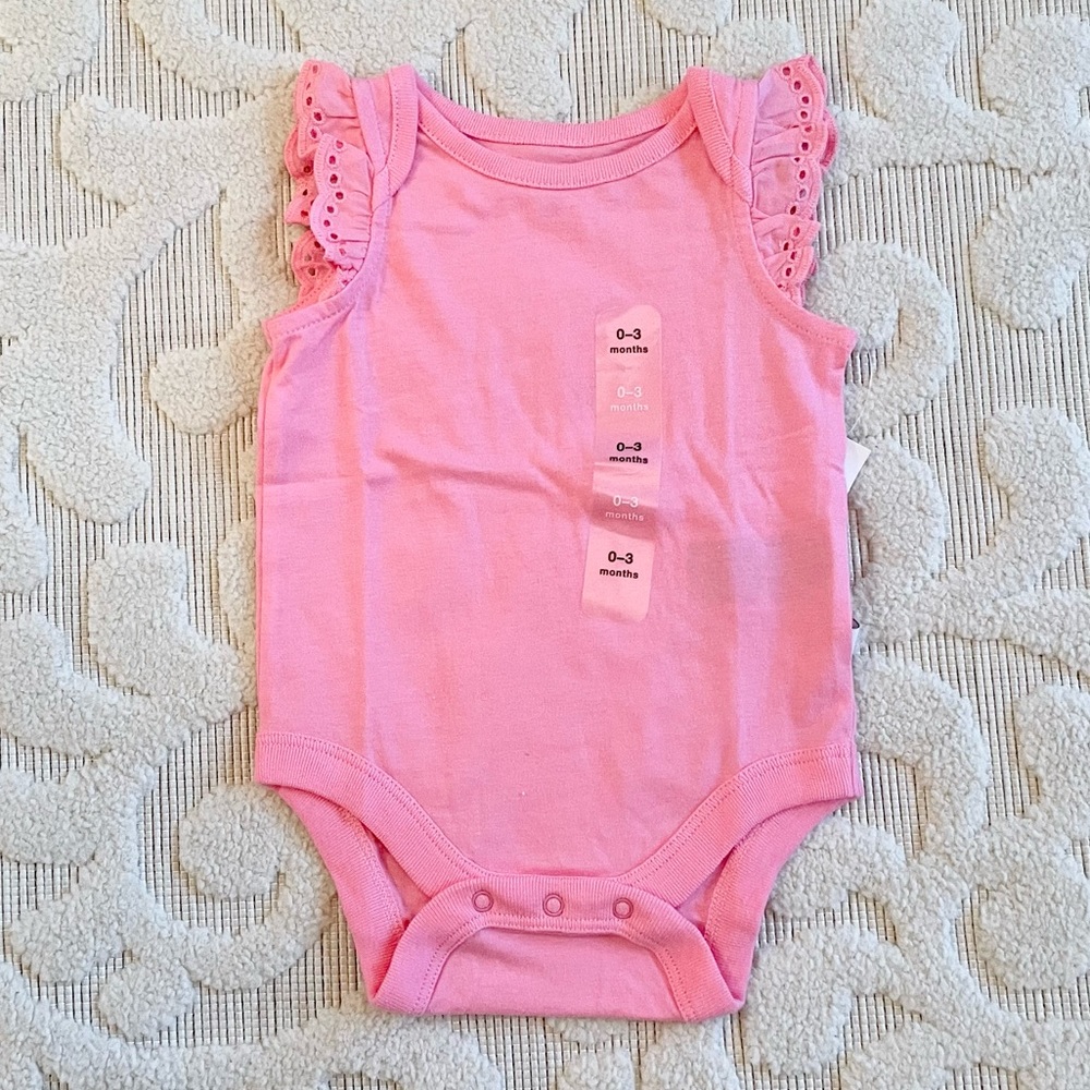 Baby Gap girl pink ruffle sleeve bodysuit NWT!